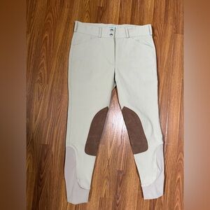 Dover Saddlery Wellesley Classic Piped Knee-Patch Breech Tan Size 30.